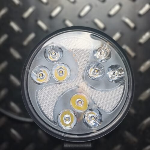 FAROL DE LED REDONDO 110MM 9 LEDS PISCA AZUL/VERM/LAR BIVOLT (DJCROSS)   VS3523